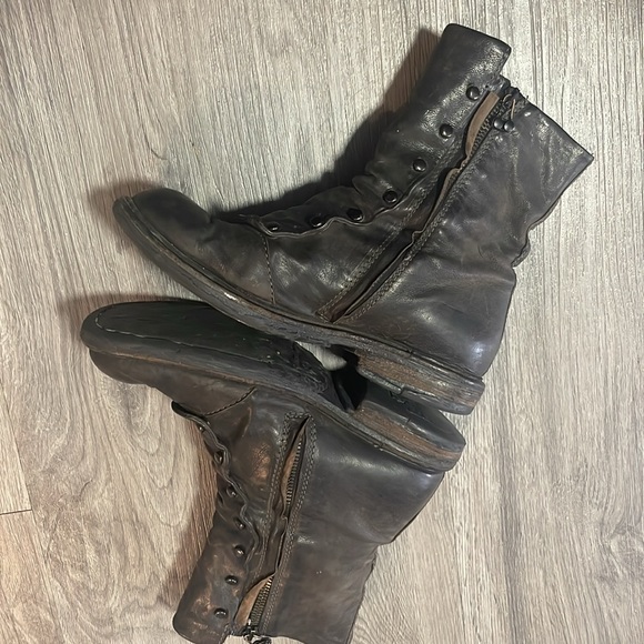 A S 98  Brown Square Toed Twin Brown Spat Front Button Design Boots EUC - Picture 8 of 13